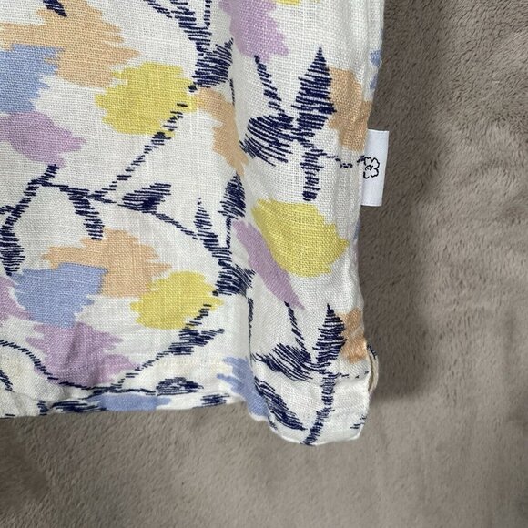 Ted Baker 100% Linen Shirt Size 3 Hadrian Abstract Floral Short Sleeve Button Up - Picture 6 of 10